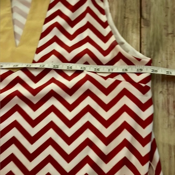 Mud Pie,Red & Yellow, Garnet & Gold Lightweight Chevron Dress, EUC, Size Large - Picture 8 of 10